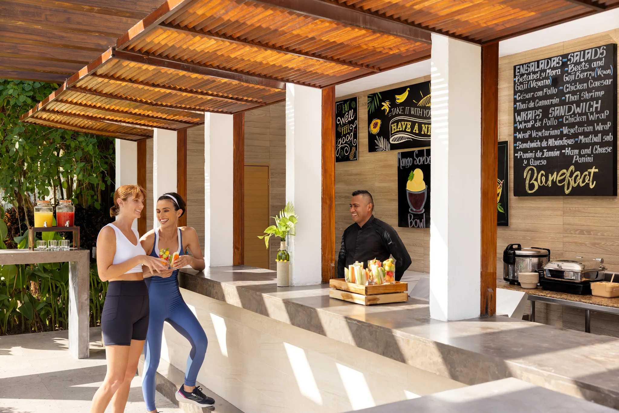 Barefoot restaurant at Hyatt Vivid Playa del Carmen featuring casual beachfront dining, tropical ambiance, and relaxed open-air seating.