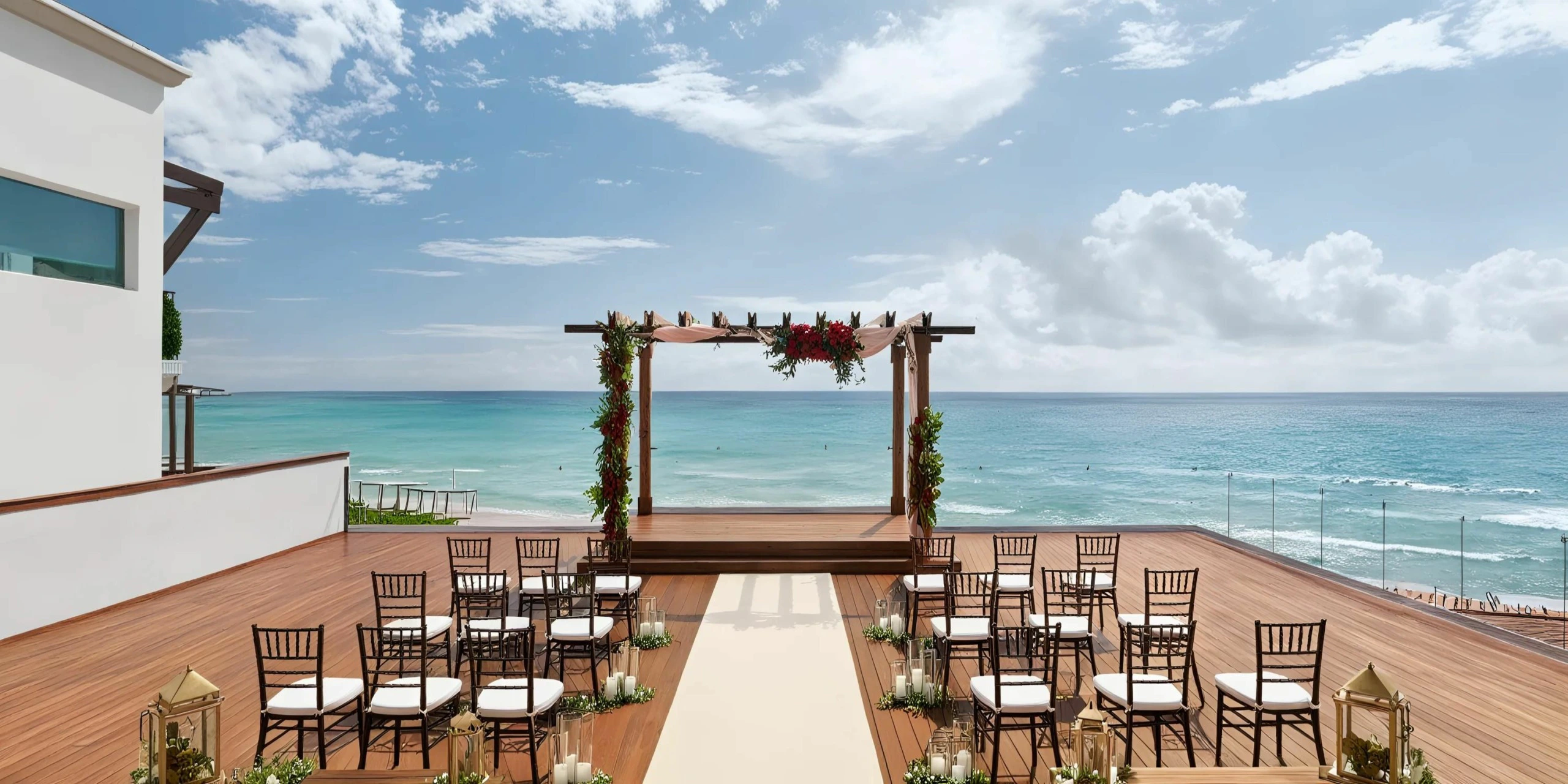 Infinity Deck rooftop wedding ceremony setup at Hyatt Vivid Playa del Carmen